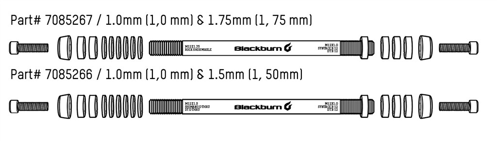 Blackburn - Trainer and trailer adaptor kit 12mmx1.0/1.75mm - N/A