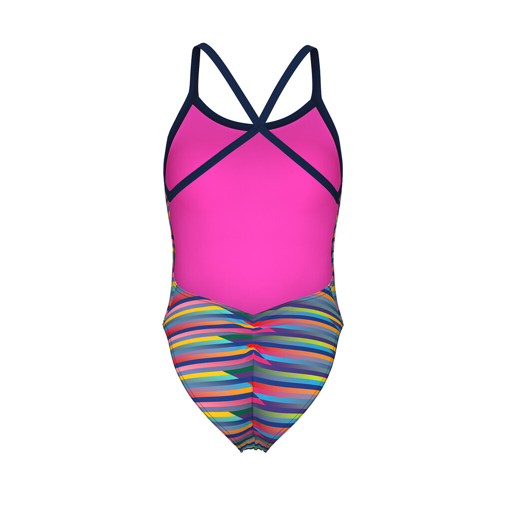 Arena - W Arena Racing Stripe Swimsuit Xcriss Cross - navy multi/navy