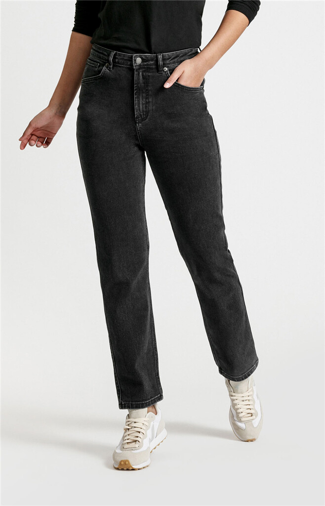 DU/ER - W Midweight Denim High Rise Straight - black - washed black