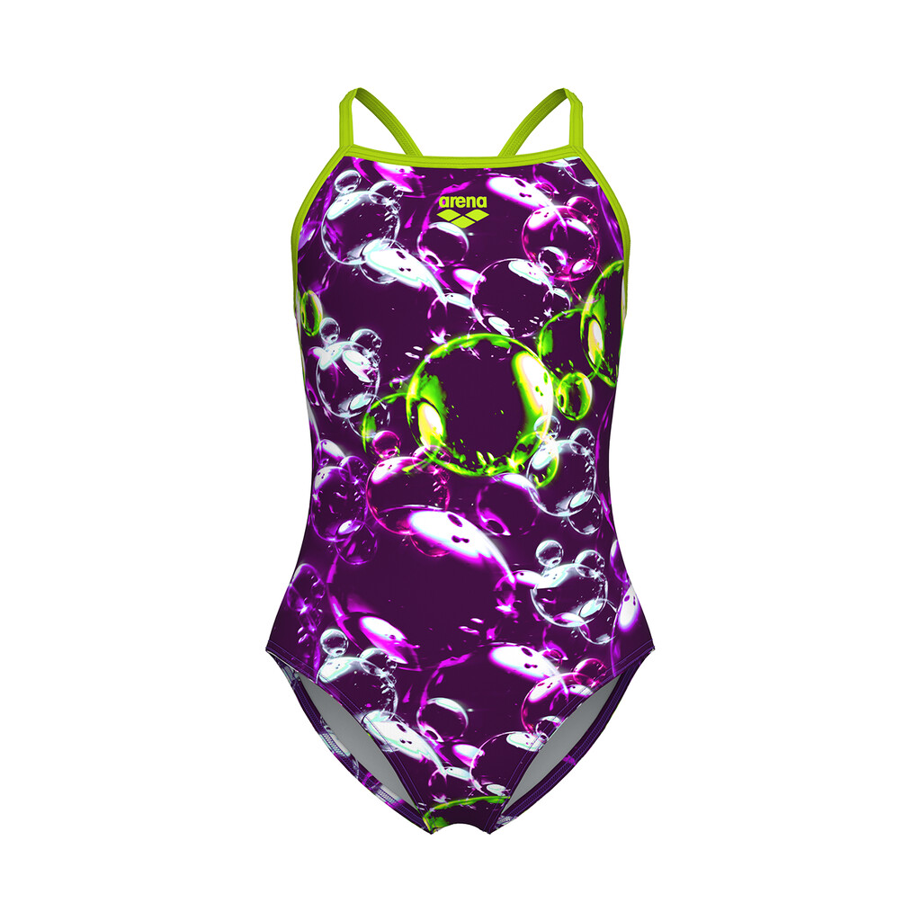 Arena - G Arena Soap Bubbles Swimsuit Light Drop Back - violet multi/artic lime