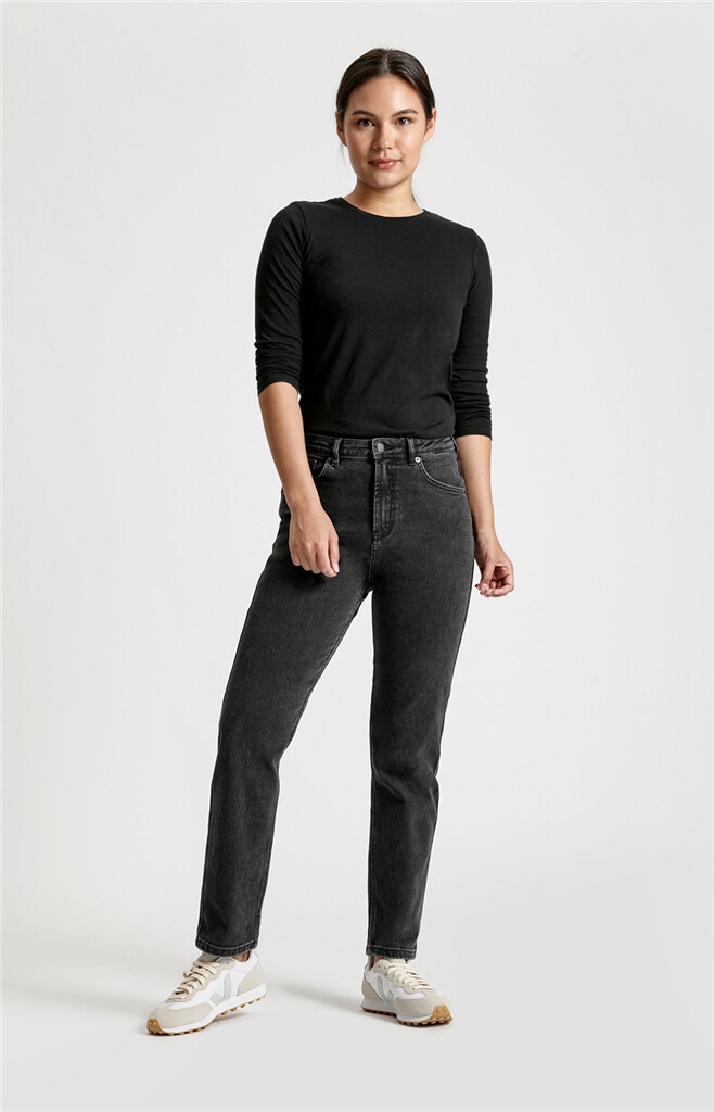 DU/ER - W Midweight Denim High Rise Straight - black - washed black