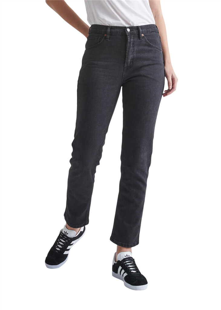 DU/ER - W Midweight Denim High Rise Straight - Aged Black - aged black