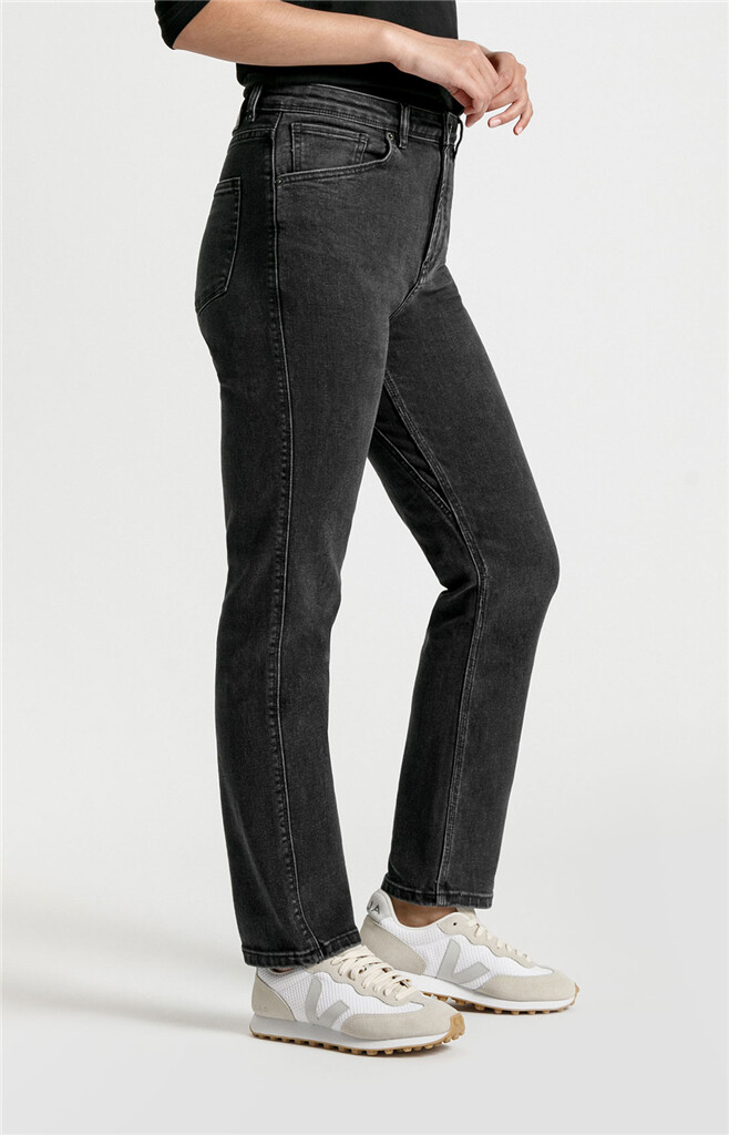 DU/ER - W Midweight Denim High Rise Straight - black - washed black