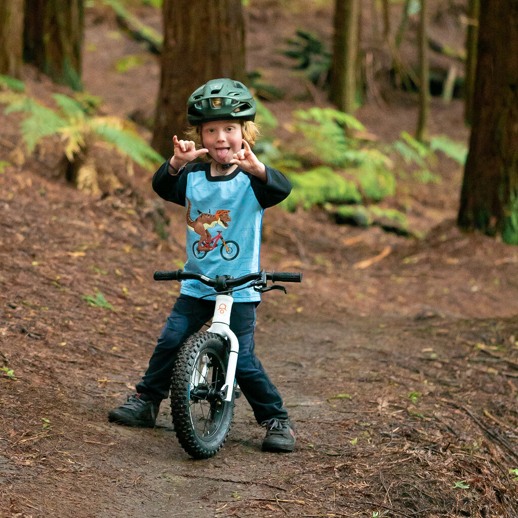 Kids Ride Shotgun - Dino Windproof Kids MTB Jersey - blue