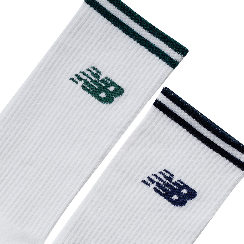 New Balance - Running Stripe Midcalf Socks 2 Pack - white