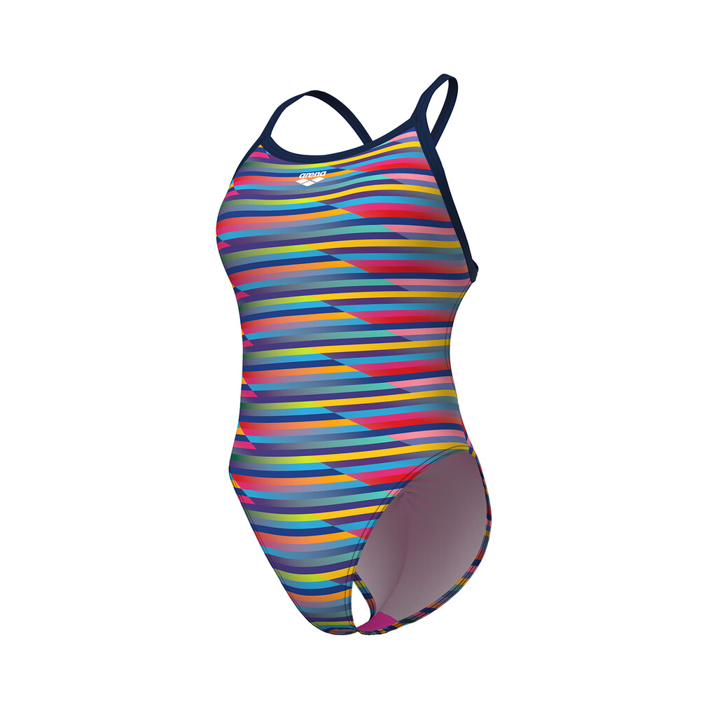 Arena - W Arena Racing Stripe Swimsuit Xcriss Cross - navy multi/navy