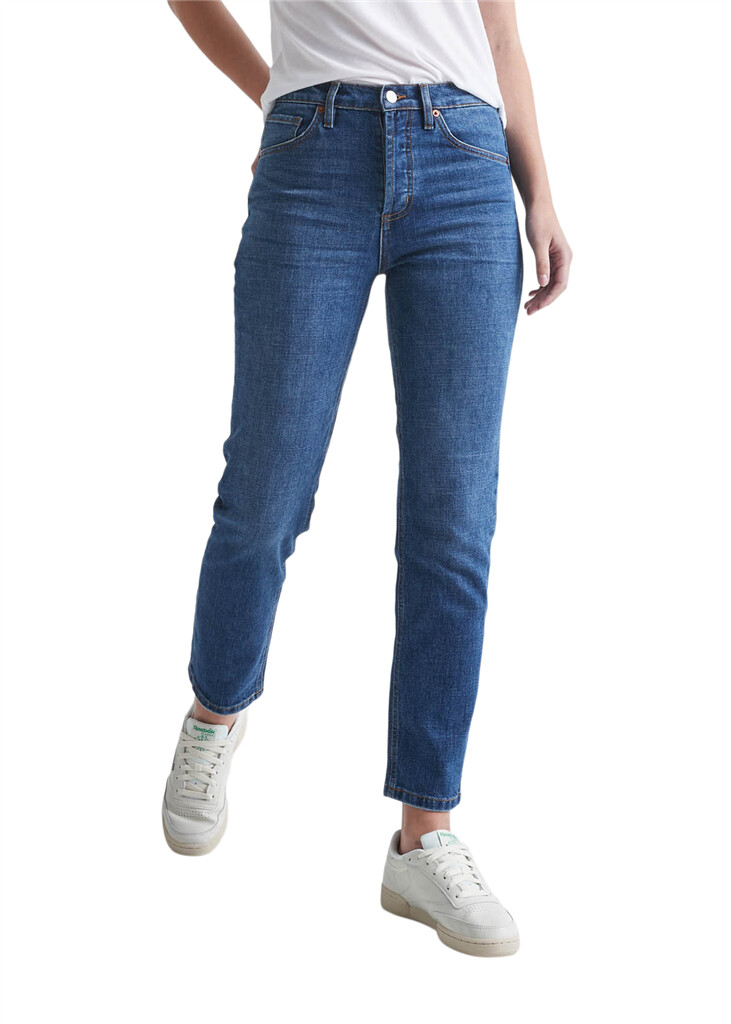 DU/ER - W Midweight Denim High Rise Straight - Medium Blue - medium blue