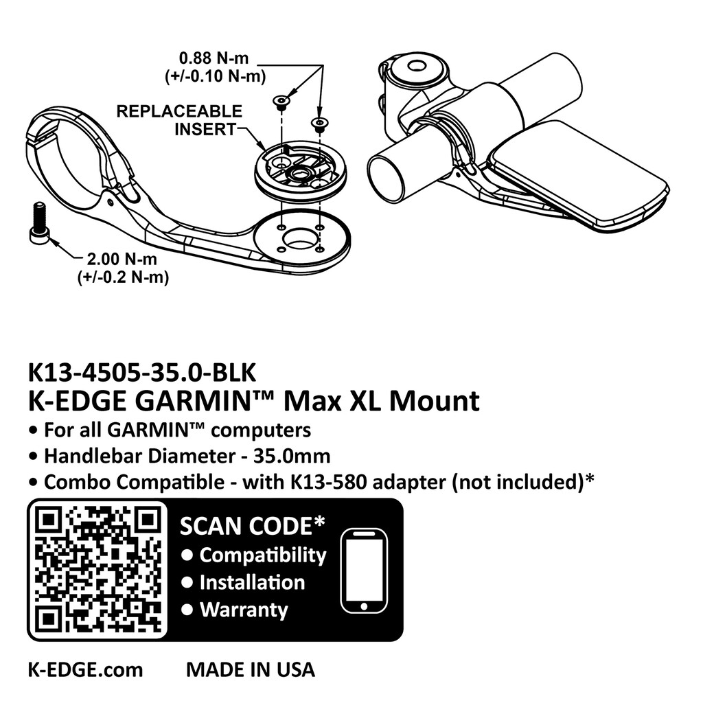 K-Edge - K-EDGE GARMIN MAX XL Mount 35.0mm - black