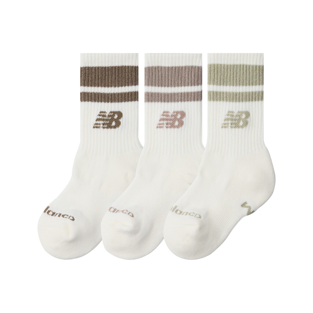 New Balance - Kids Everyday Stripe Midcalf 3 Pack - sea salt