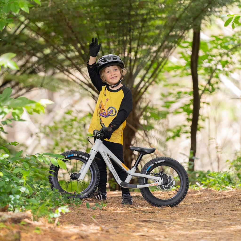 Kids Ride Shotgun - Lion Windproof Kids MTB Jersey - yellow