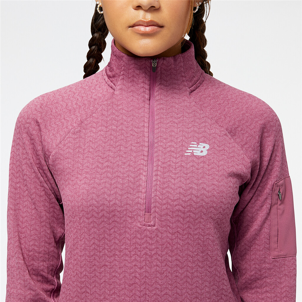 New Balance - W NB Heat Grid Half Zip - raisin heather