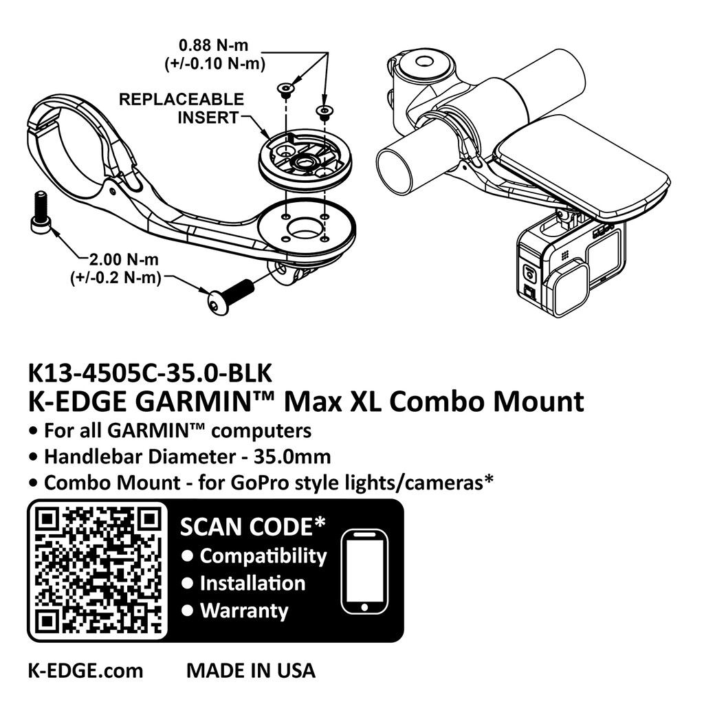 K-Edge - K-EDGE GARMIN MAX XL Combo Mount 35.0mm - black