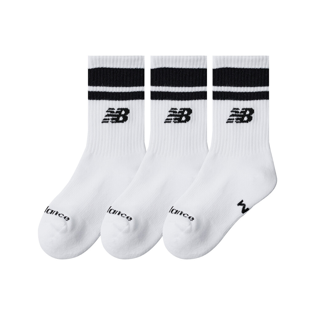 New Balance - Kids Everyday Stripe Midcalf 3 Pack - white/black