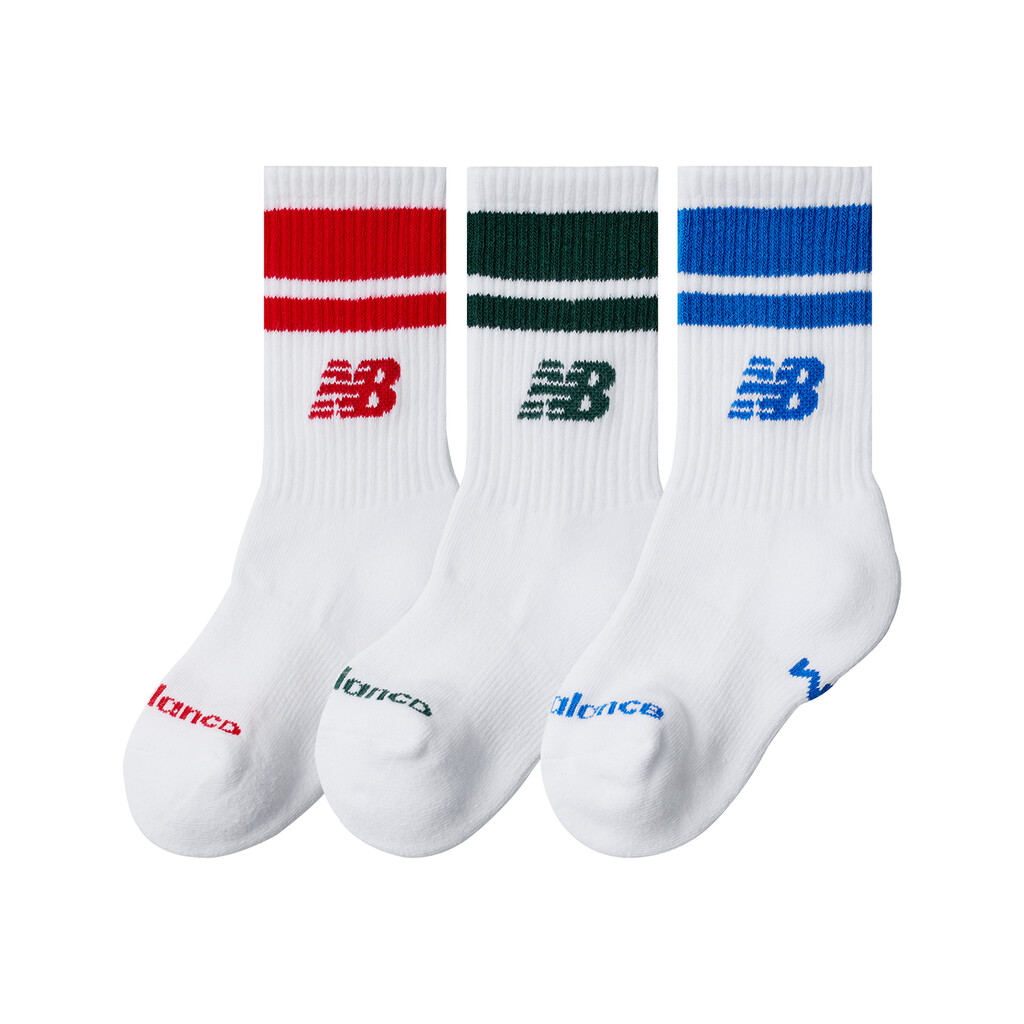 New Balance - Kids Everyday Stripe Midcalf 3 Pack - white