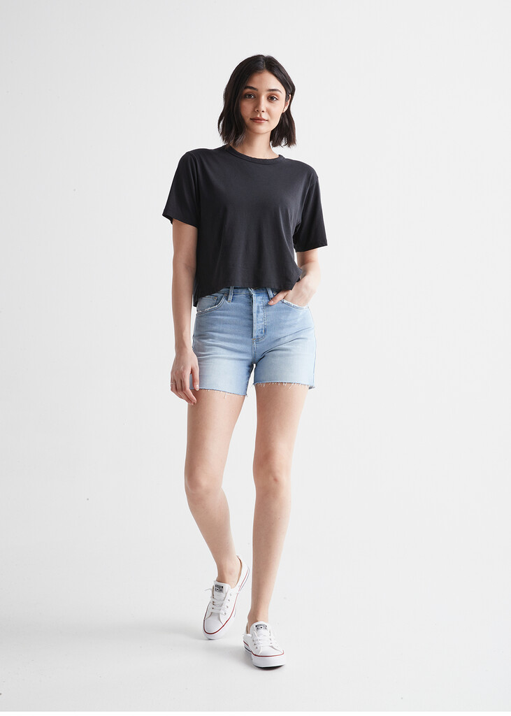 DU/ER - W Midweight Denim High Rise Short - Light Bleach - light bleach