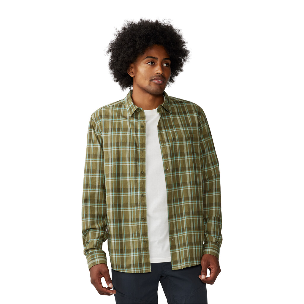 Mountain Hardwear - M Big Cottonwood LS Shirt - combat green trailhead plaid 353