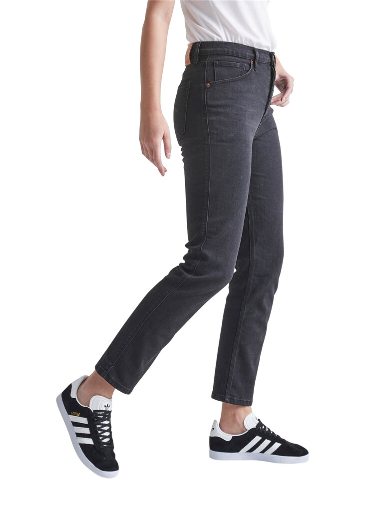 DU/ER - W Midweight Denim High Rise Straight - Aged Black - aged black