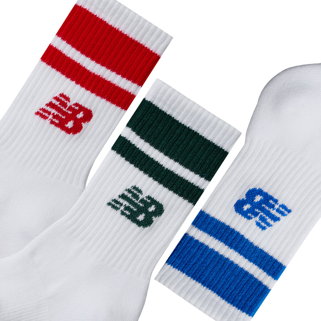 New Balance - Kids Everyday Stripe Midcalf 3 Pack - white